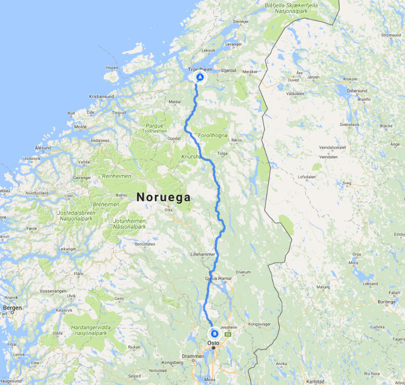 Camino de San Olav o de Nidaros, Mapa