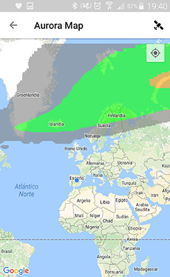 aplicación móvil previsión de auroras boreales