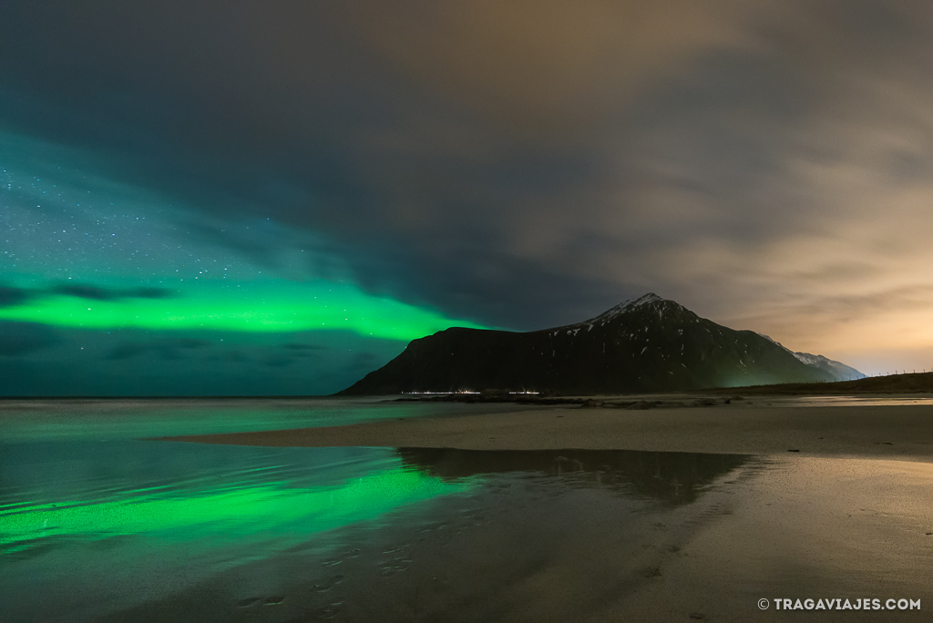 Skagsanden es el mejor lugar para ver auroras boreales en lofoten