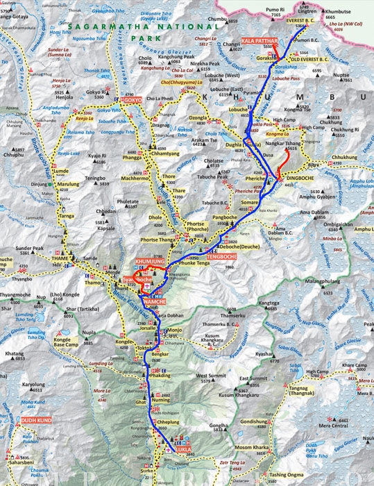 Mapa campo base del Everest