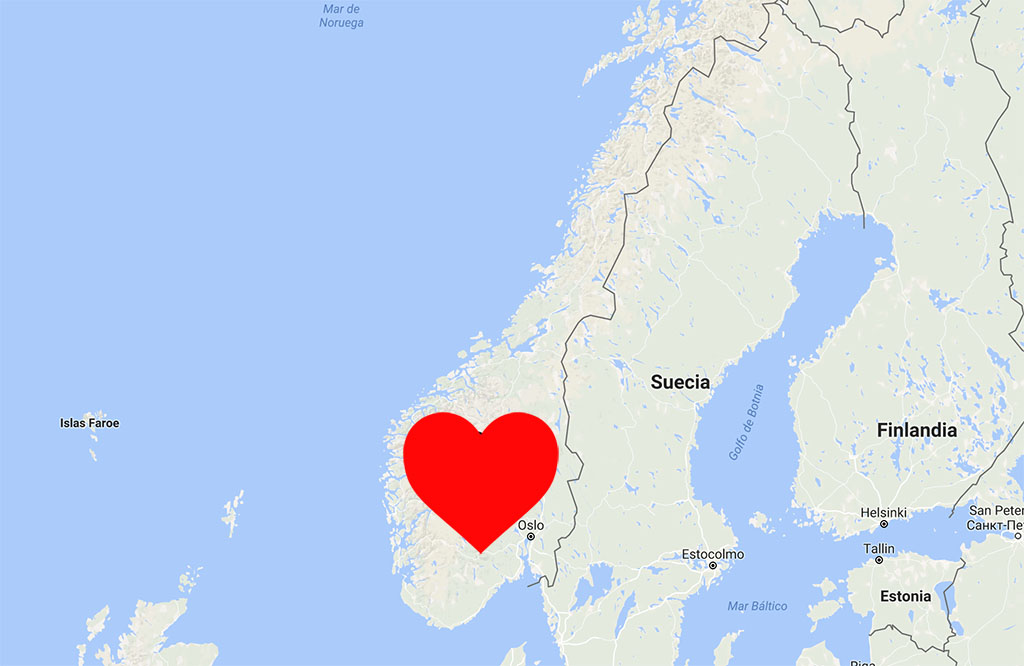 mapa corazón noruega